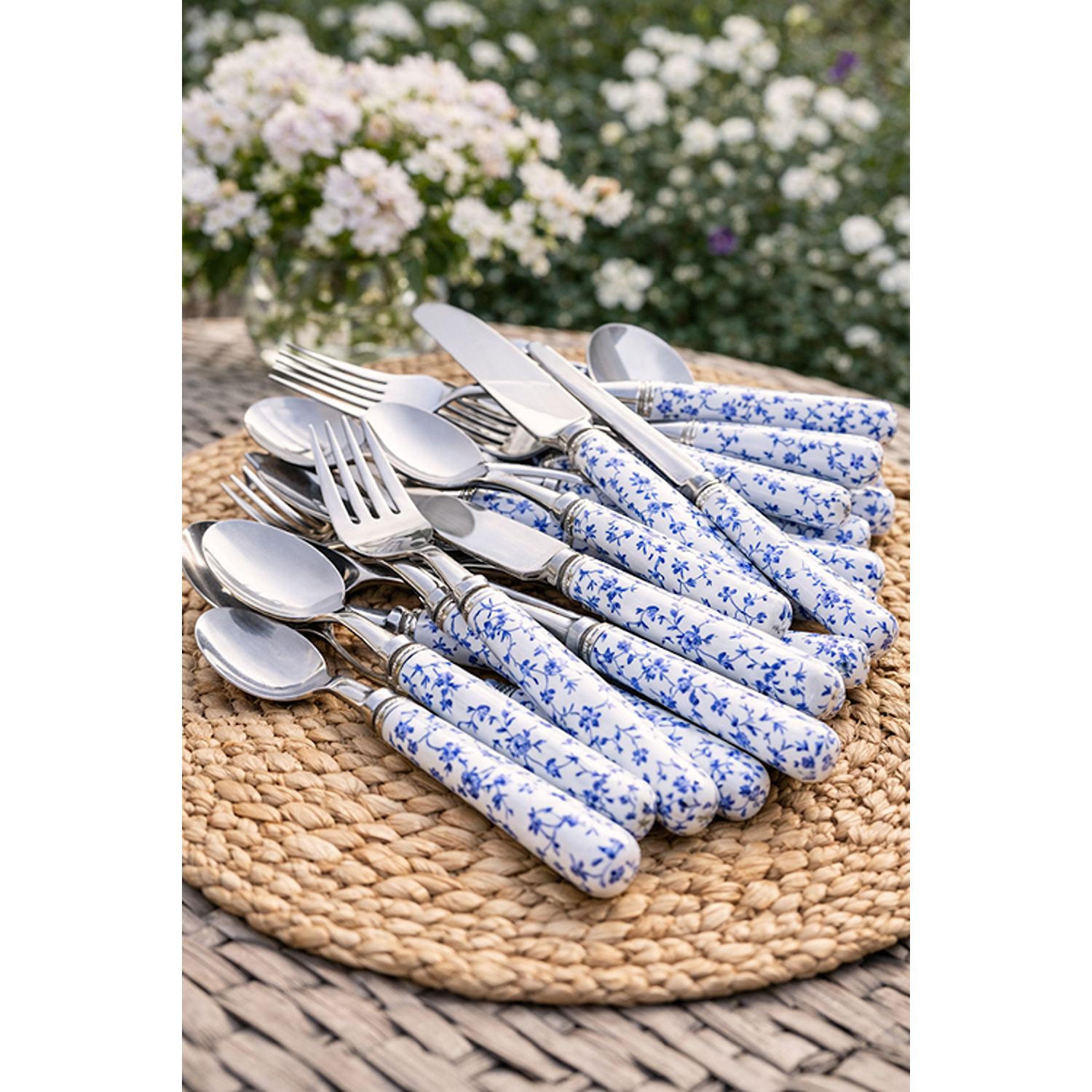 Blue Chinoiserie Five Piece Flatware Set
