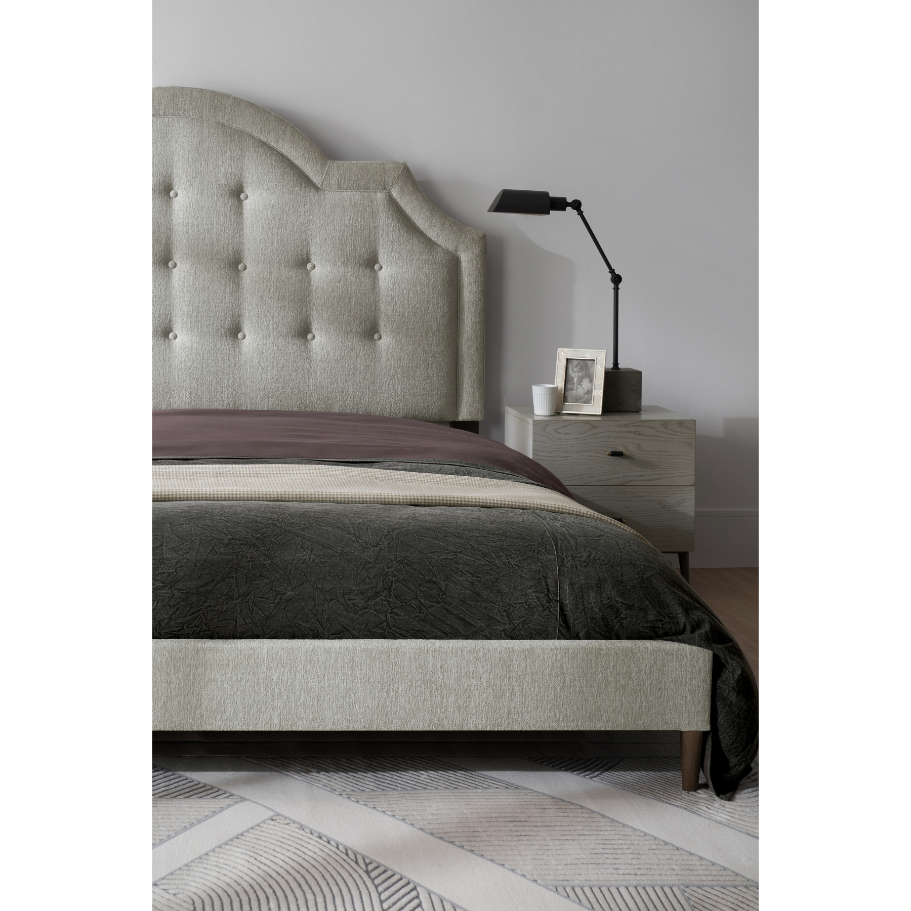 Zest Beige Upholstered Bed W/Welt
