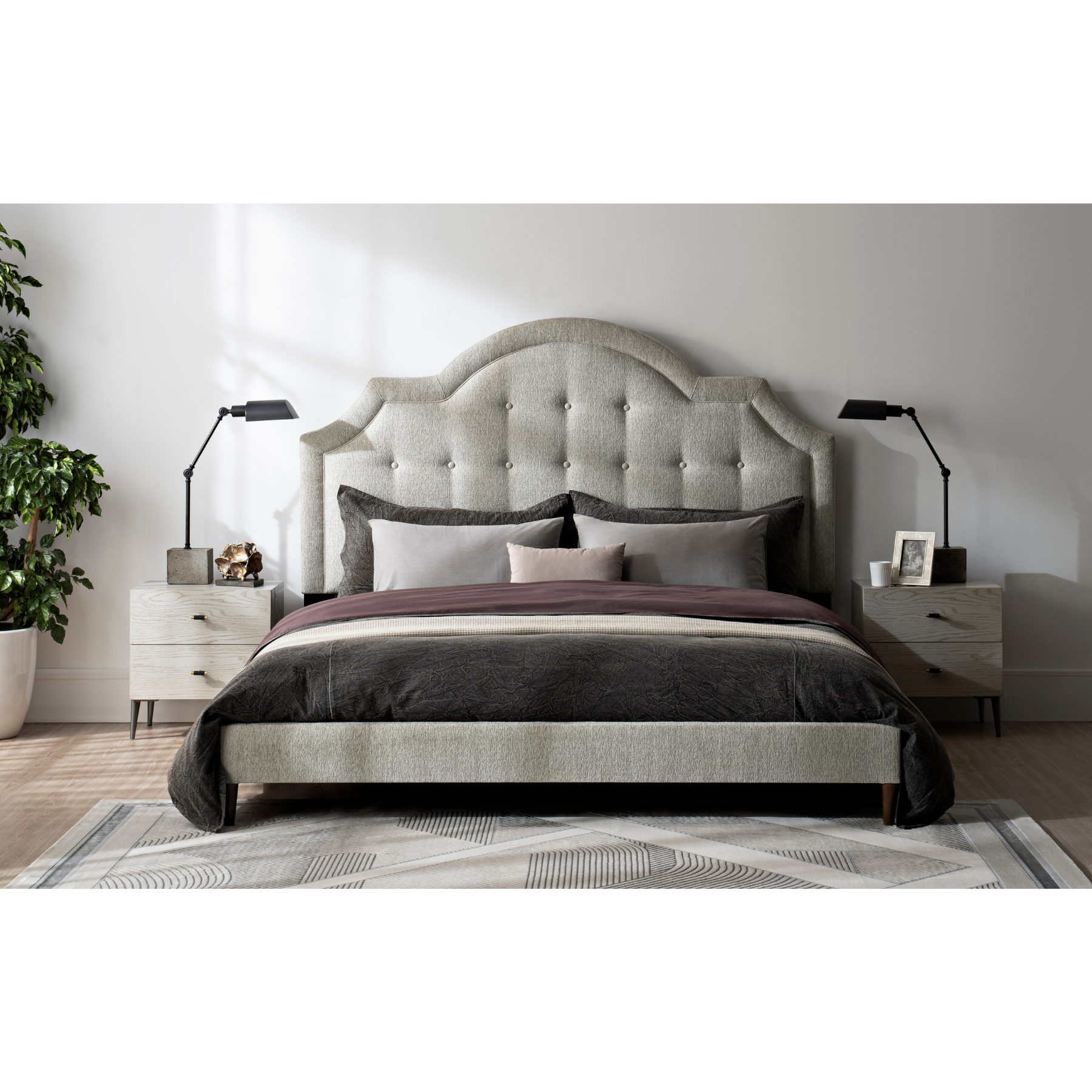 Zest Beige Upholstered Bed W/Welt