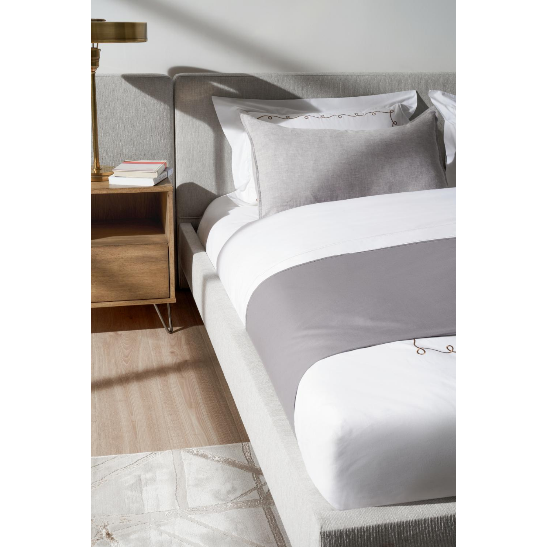 Zest Light Grey King Upholstered Bed W/Wings