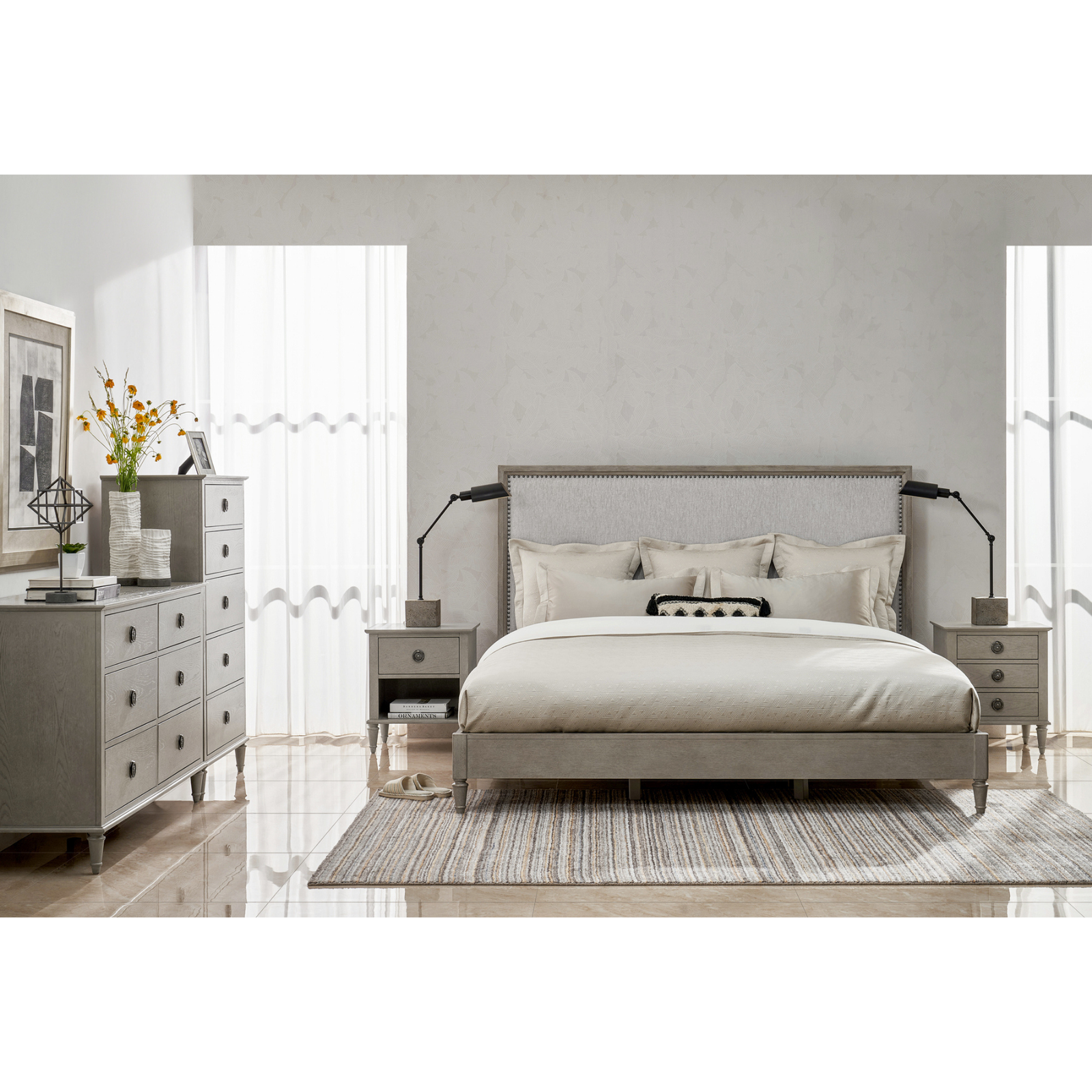 Zest Upholstered Bed W/Nailhead Trim