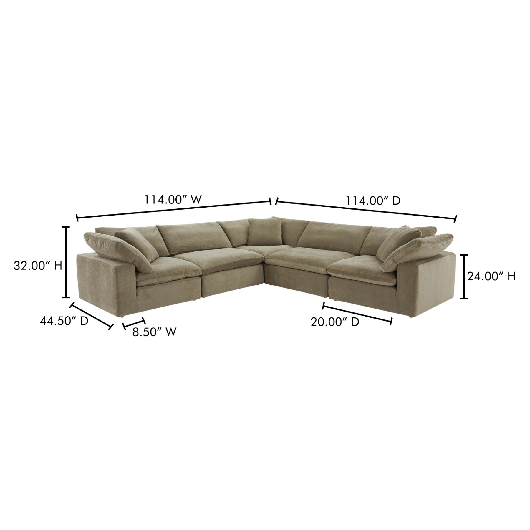 Gaia Classic L-Shaped Modular Sectional - Desert Sage