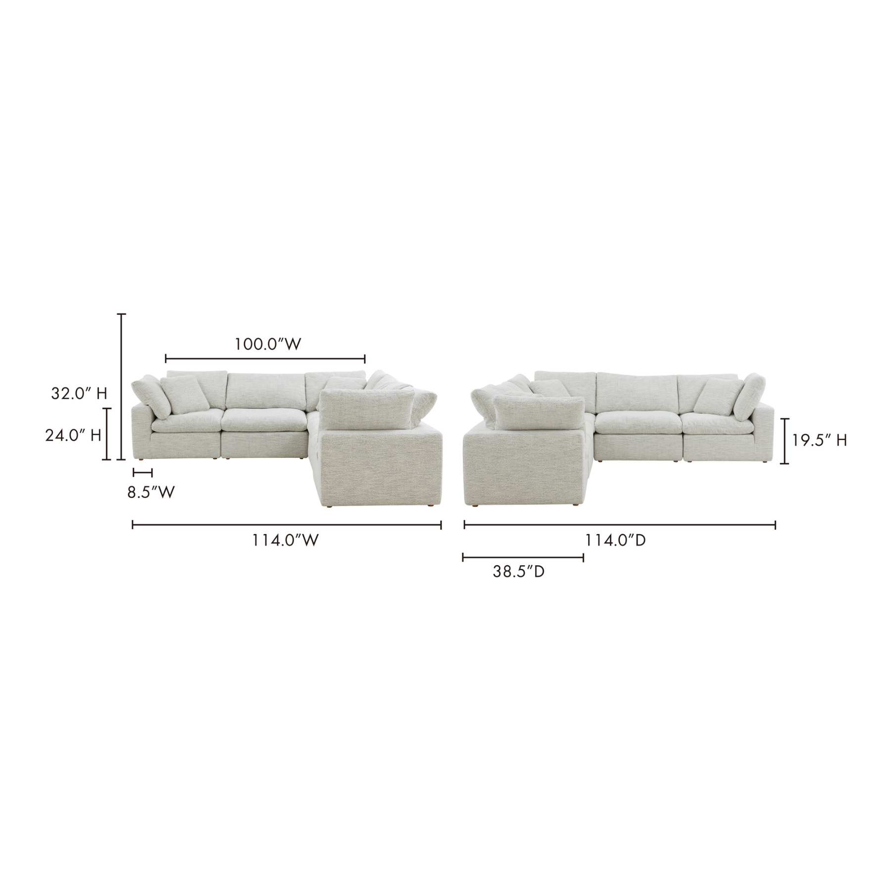 Gaia Classic L-Shaped Modular Sectional - Coastside Sand