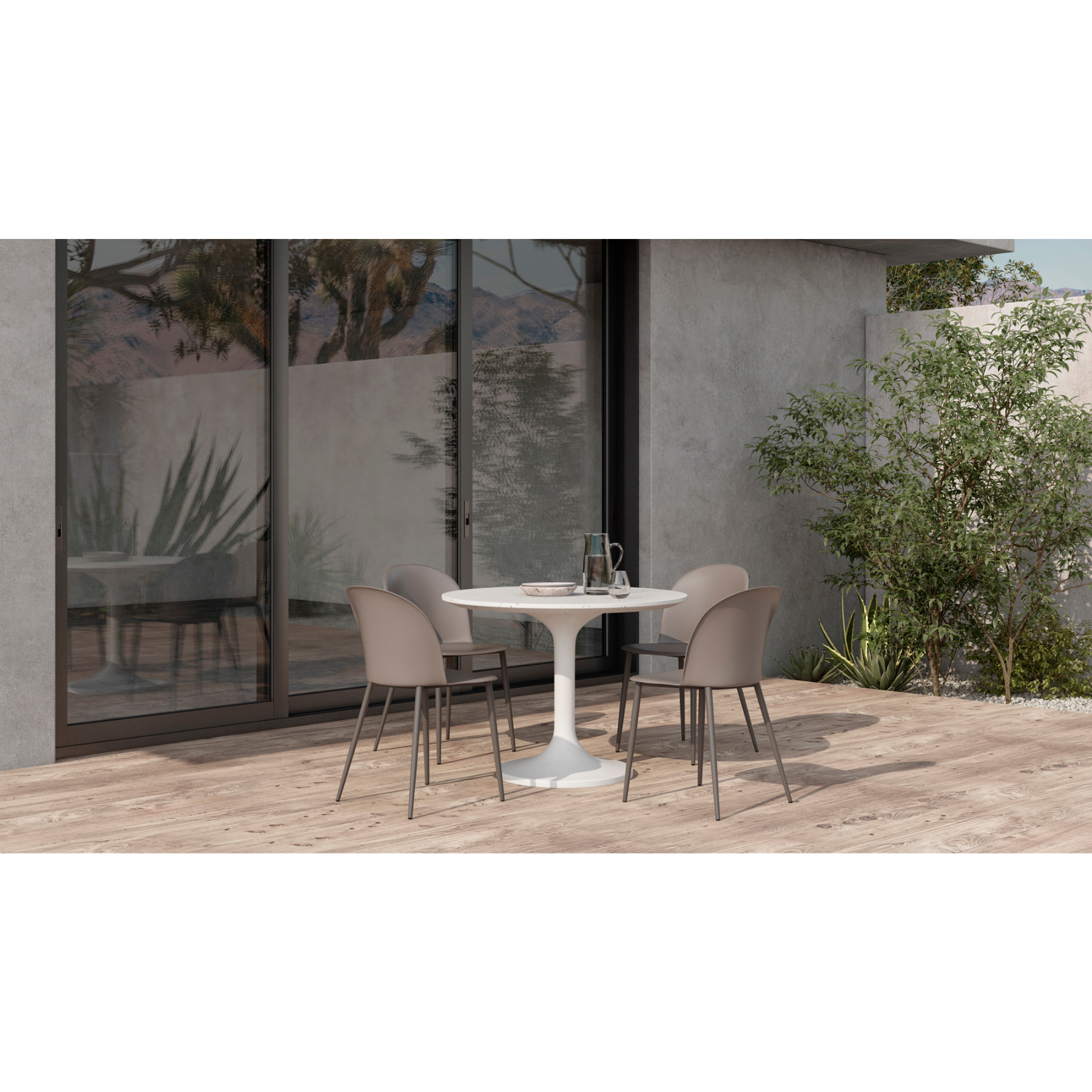 Aria Outdoor Café Table White Terrazzo