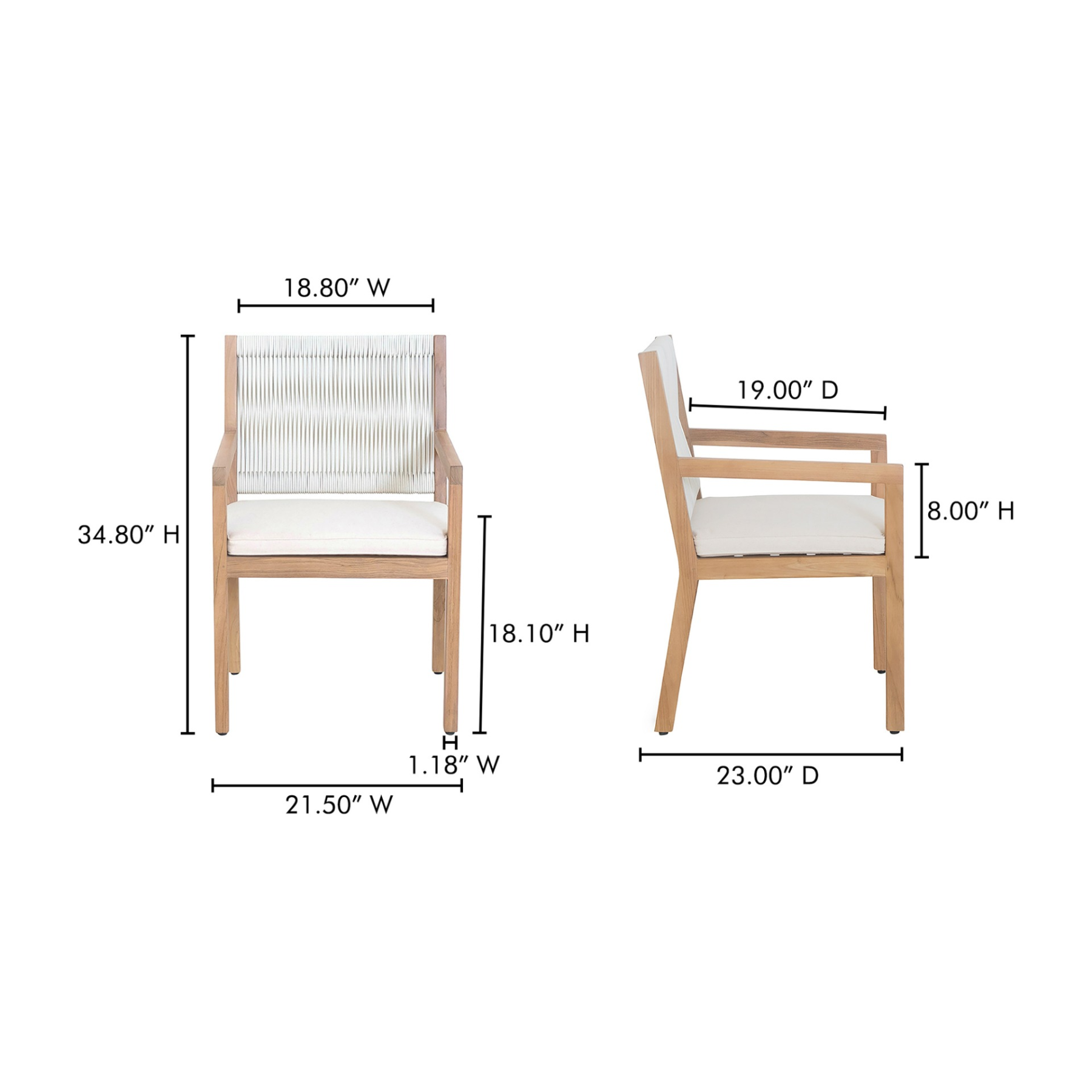 Astra Outdoor Dining Chair Natural - 34.8"