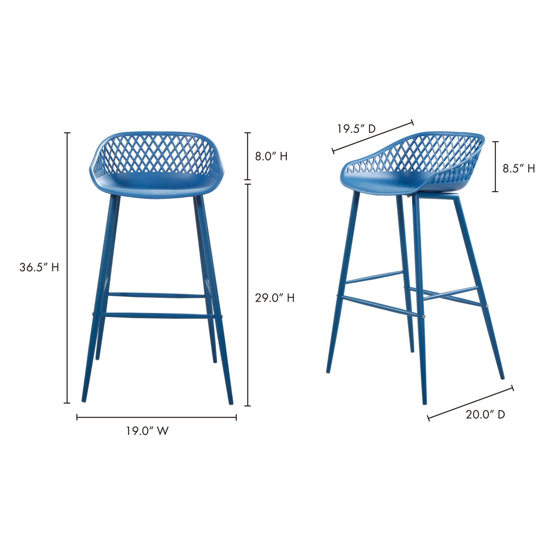 Aurelia Outdoor Barstool - Blue Set Of Two