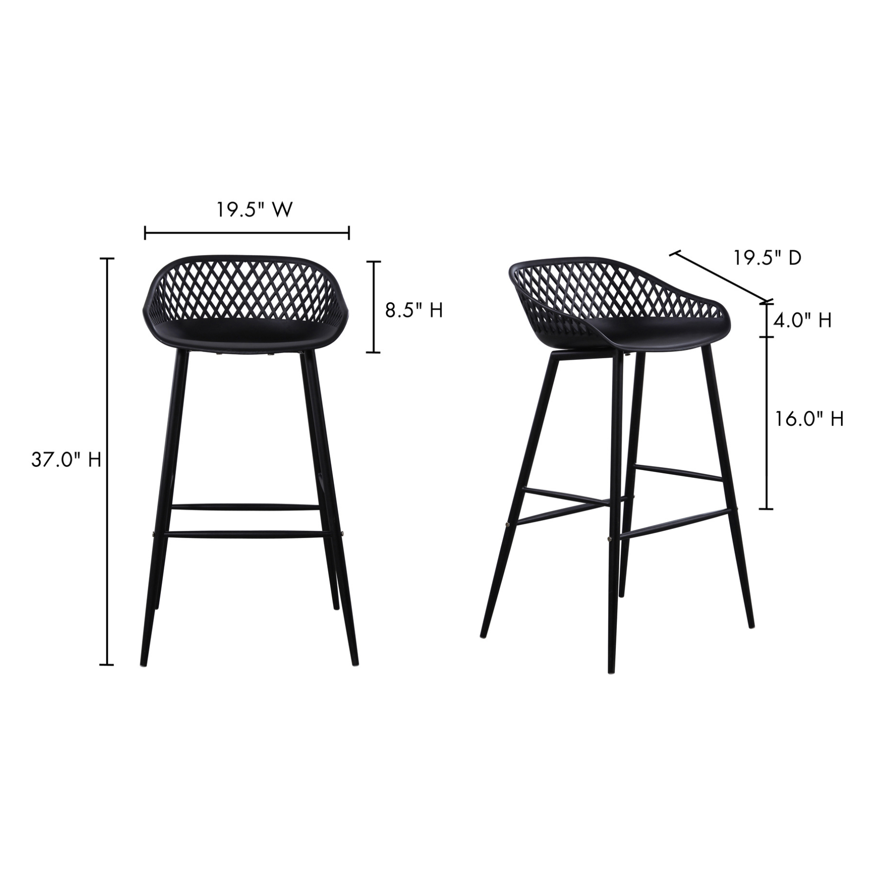 Aurelia Outdoor Barstool - Black Set Of Two