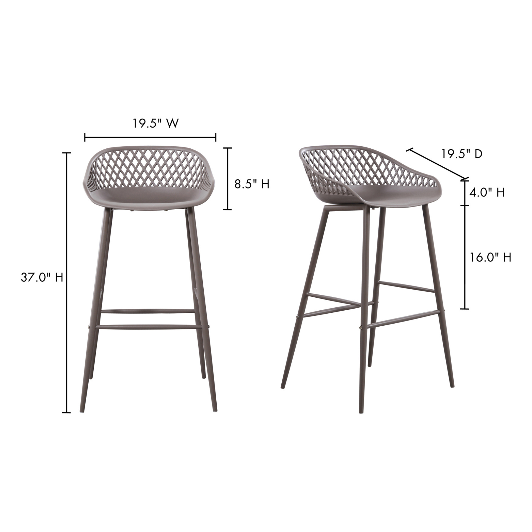 Aurelia Outdoor Barstool - Grey Set Of Two