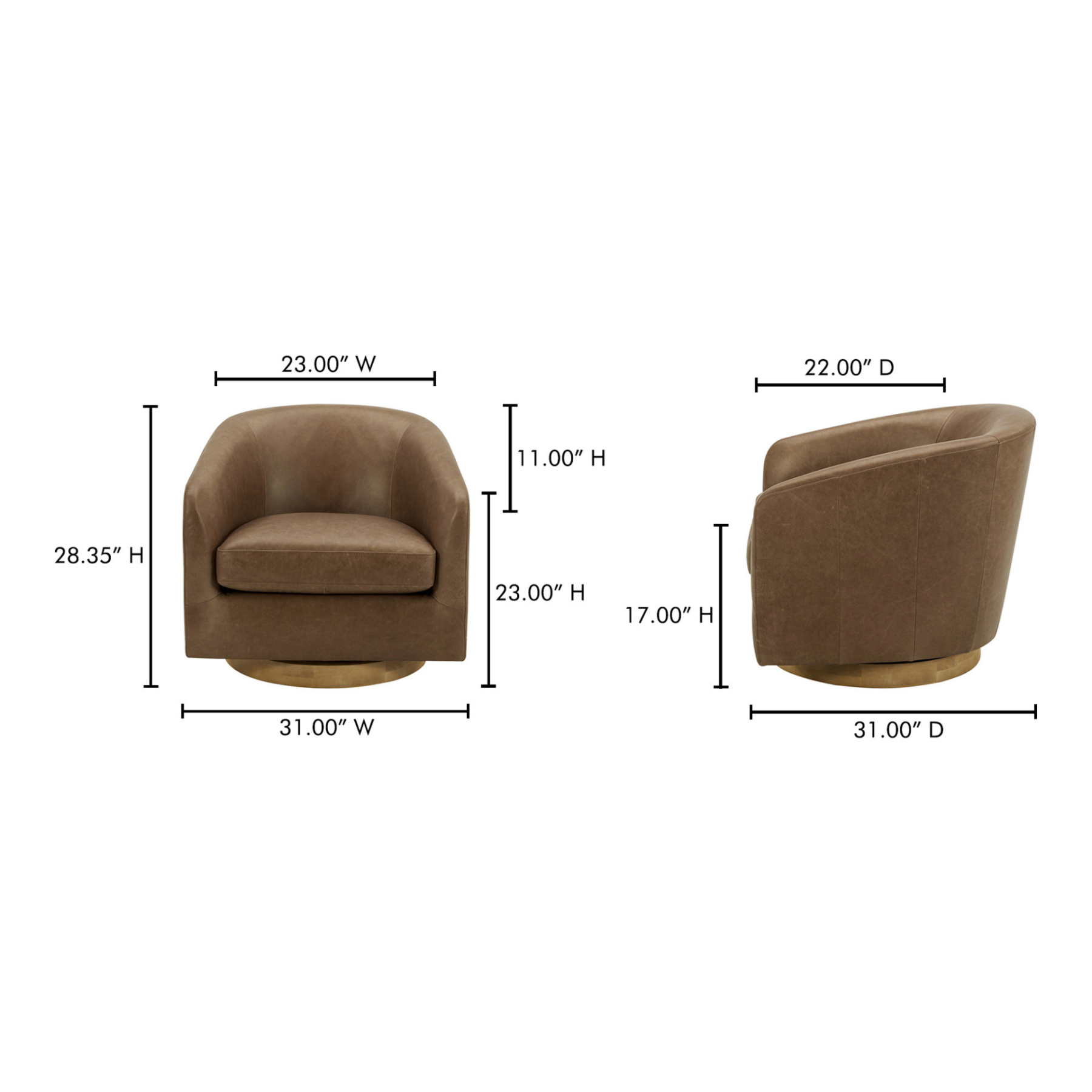 Charice Leather Swivel Chair Tan