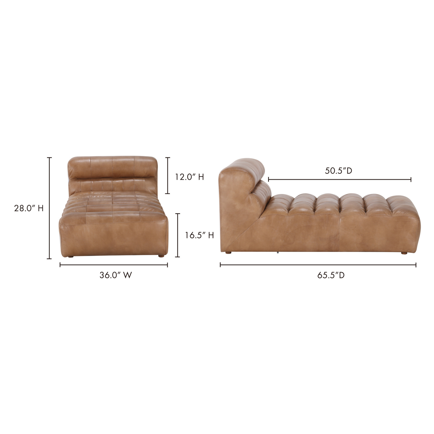 Graham Leather Chaise - Tan