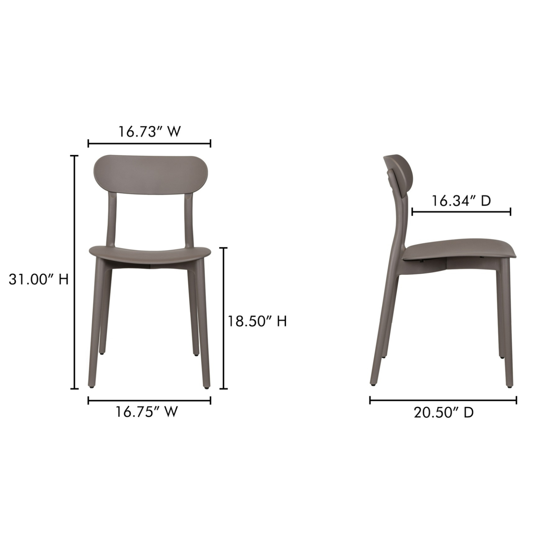 Hale Outdoor Dining Chair - Taupe Set Of Two