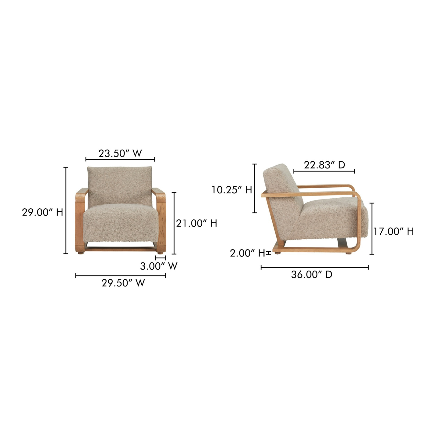 Ellis Lounge Chair - Beige Faux Shearling