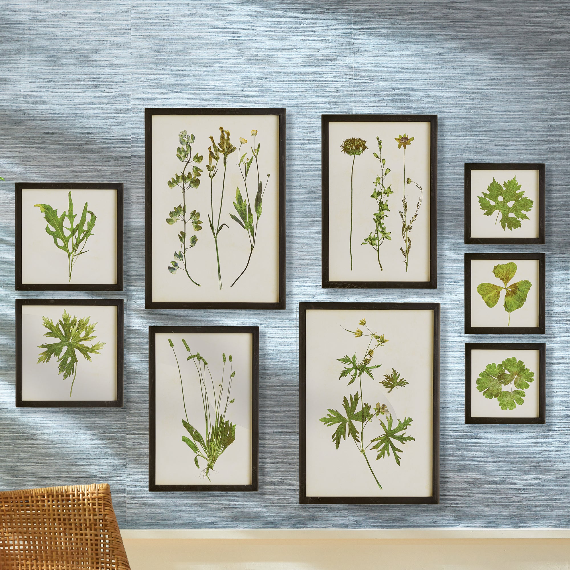 Green Foliage Prints, Set of 9