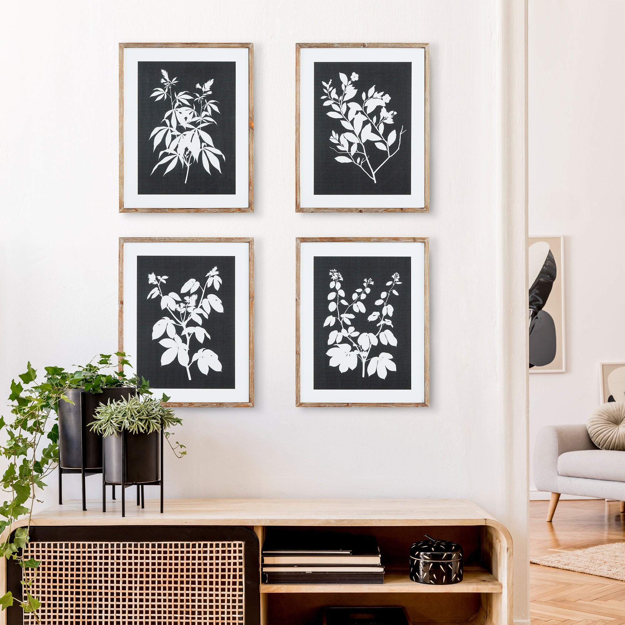 Atelier Monochrome Botanical Prints, Set of 4
