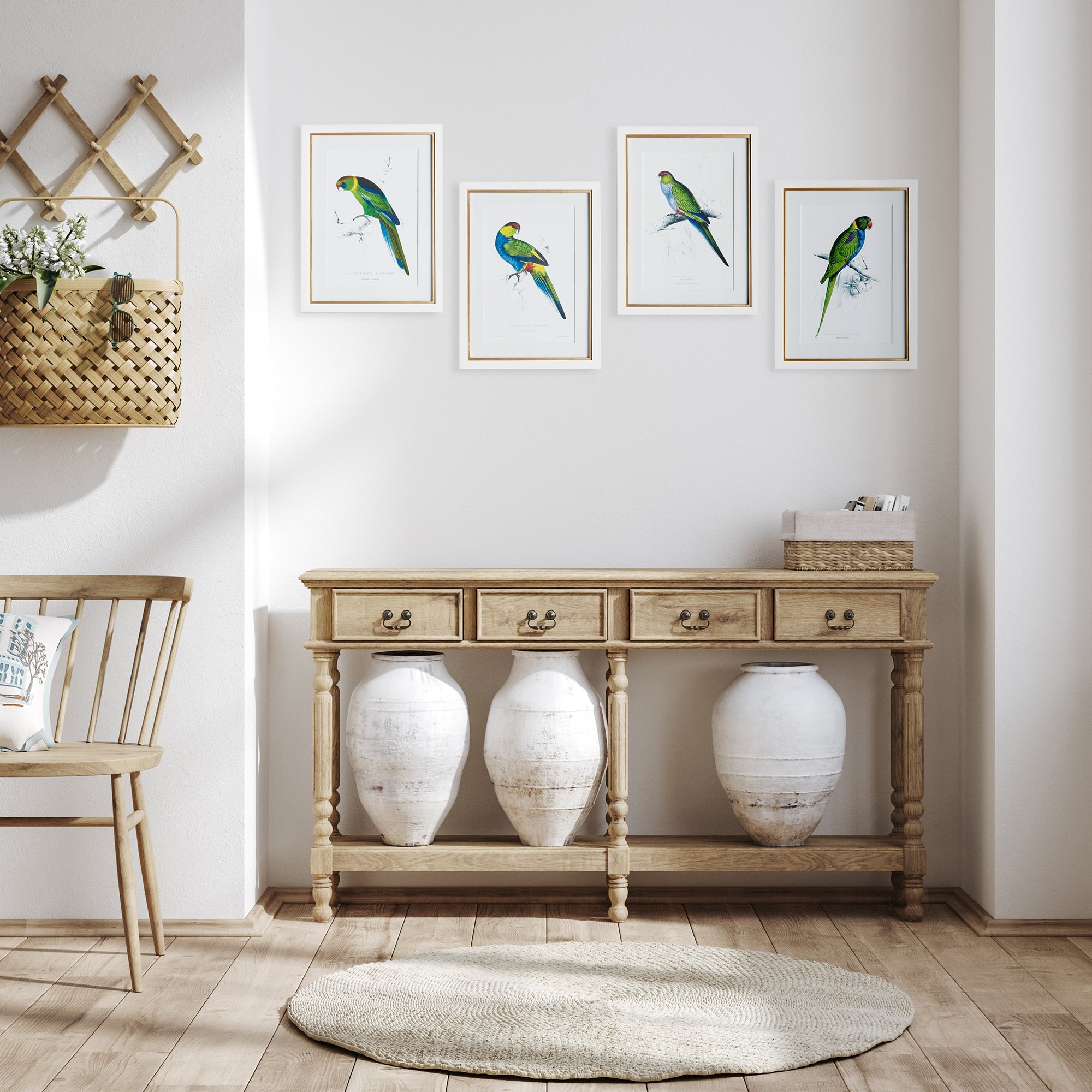 Radiant Parrot Prints, Set of 4