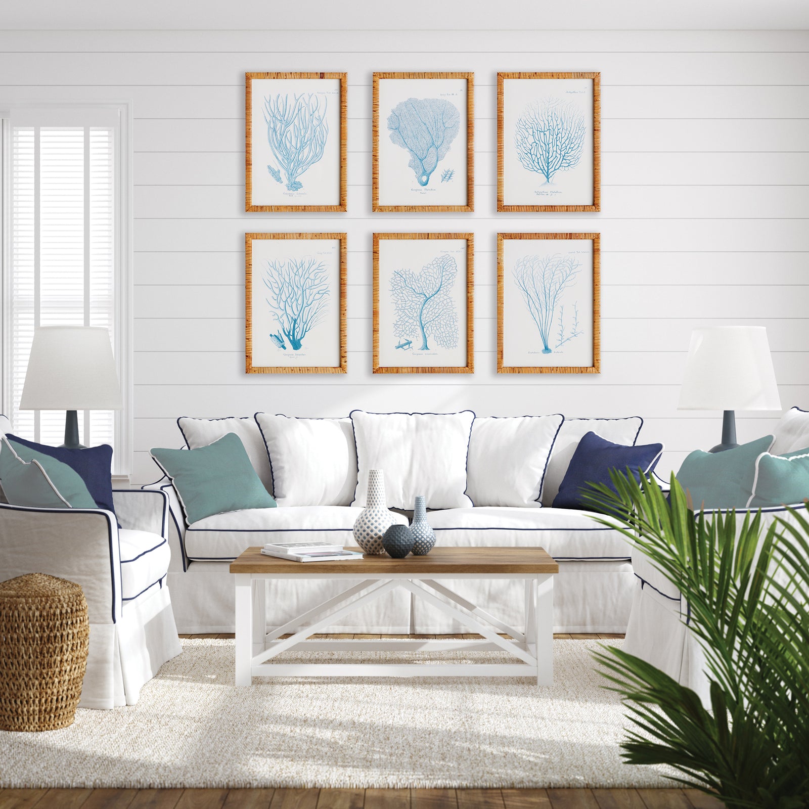 Sylvie Sea Fan and Coral Prints Set of 6
