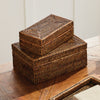 Zoe Rattan Rectangular Lidded Boxes, Set of 2