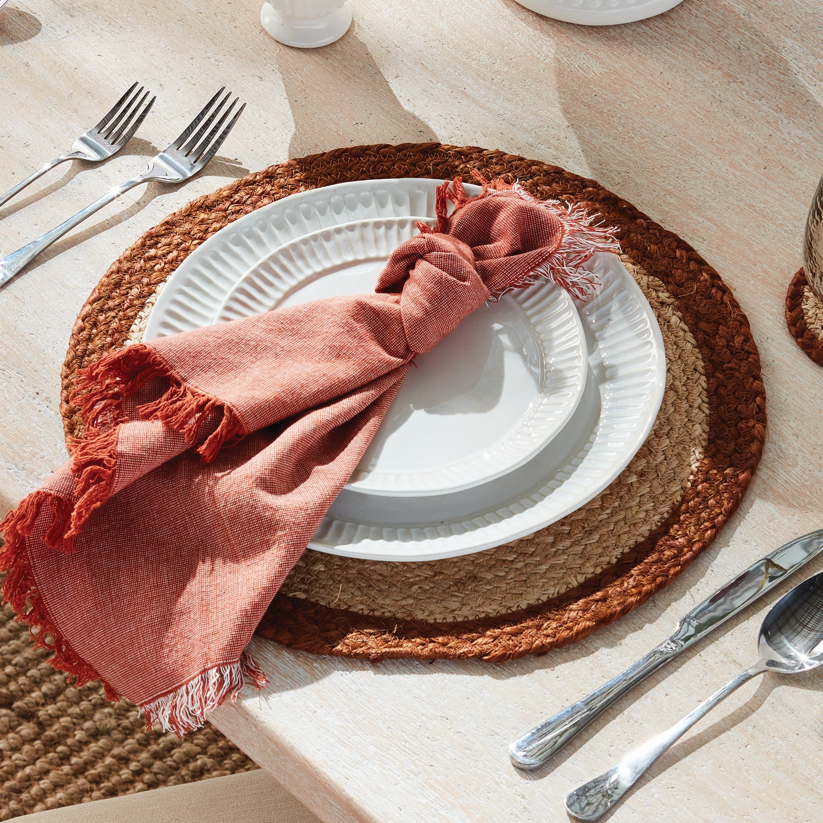 Natural Weave Round Placemats, Set of 8