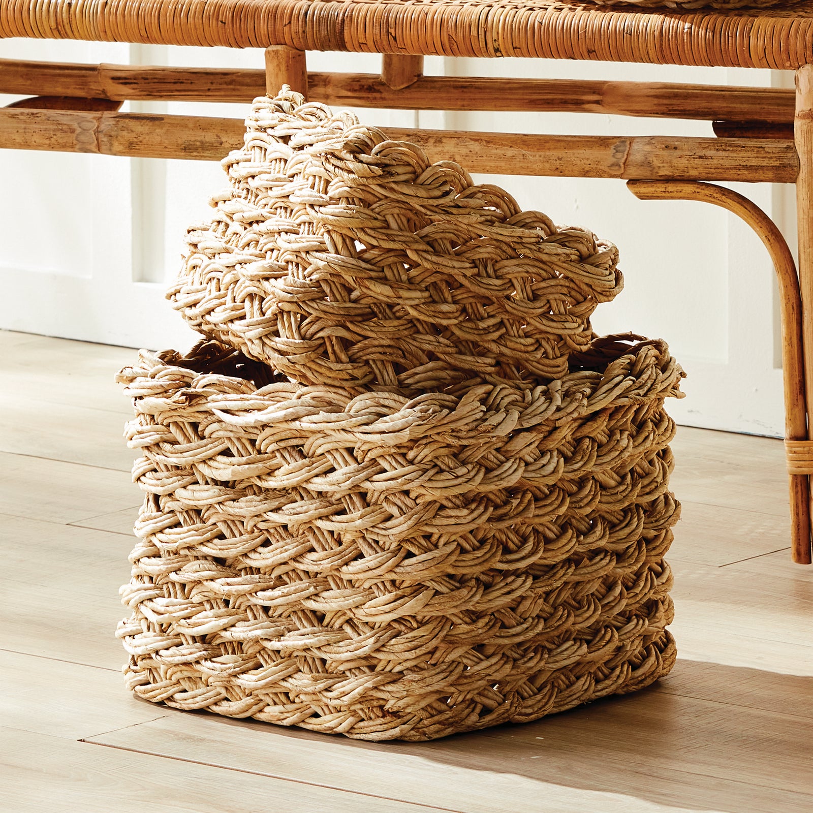 Aerin Braided Storage Baskets Square Set of 2
