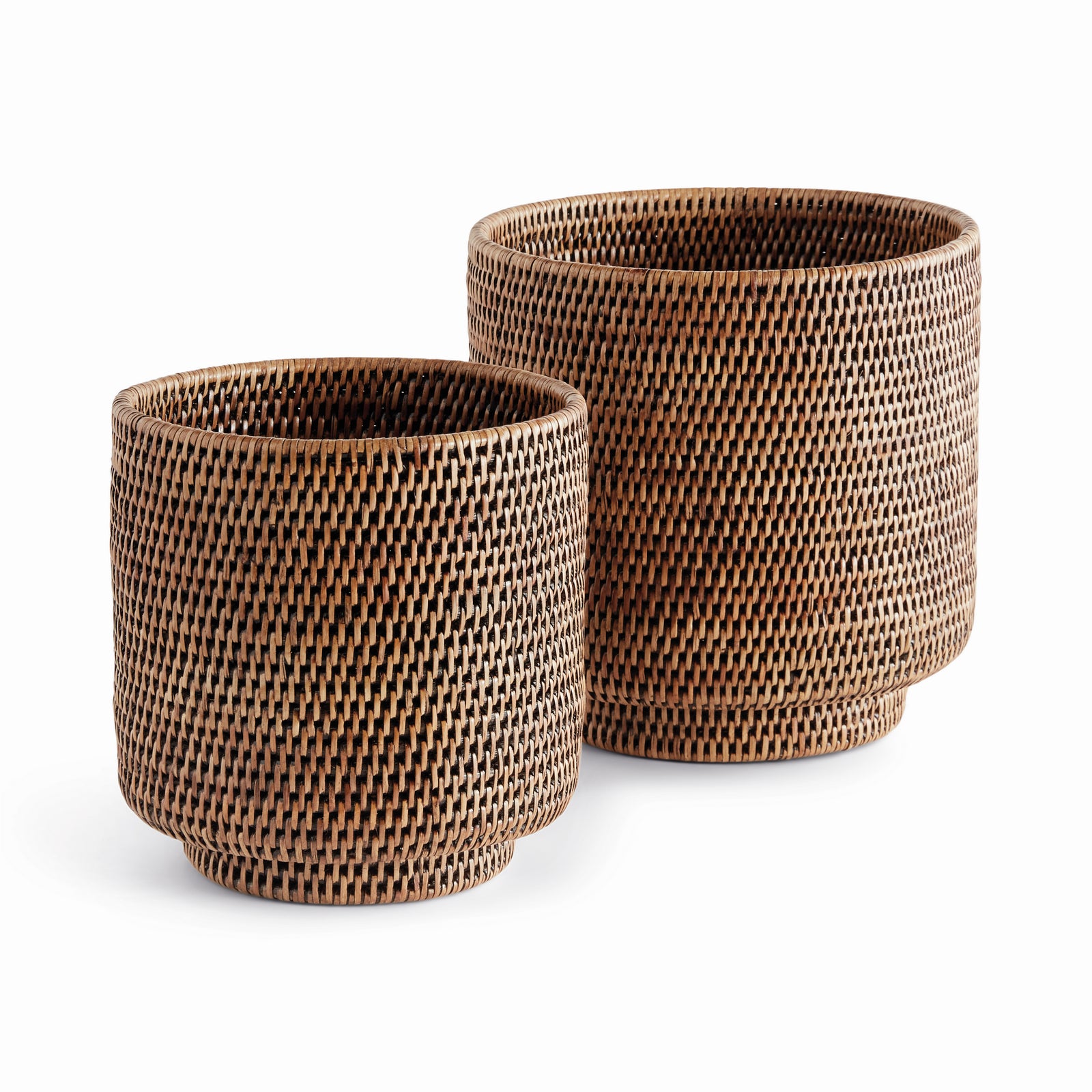 Zoe Rattan Cachepots, Set of 2