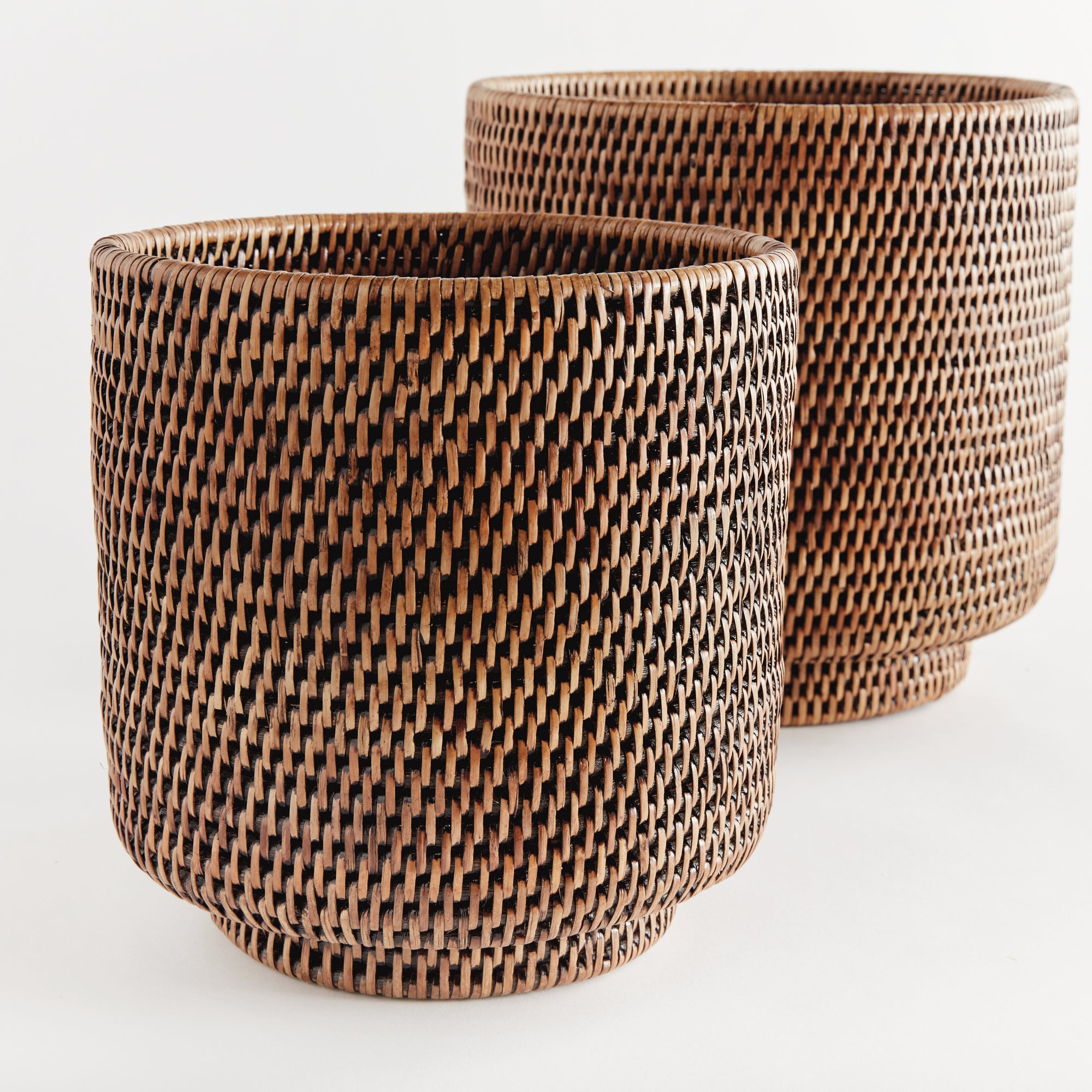 Zoe Rattan Cachepots, Set of 2