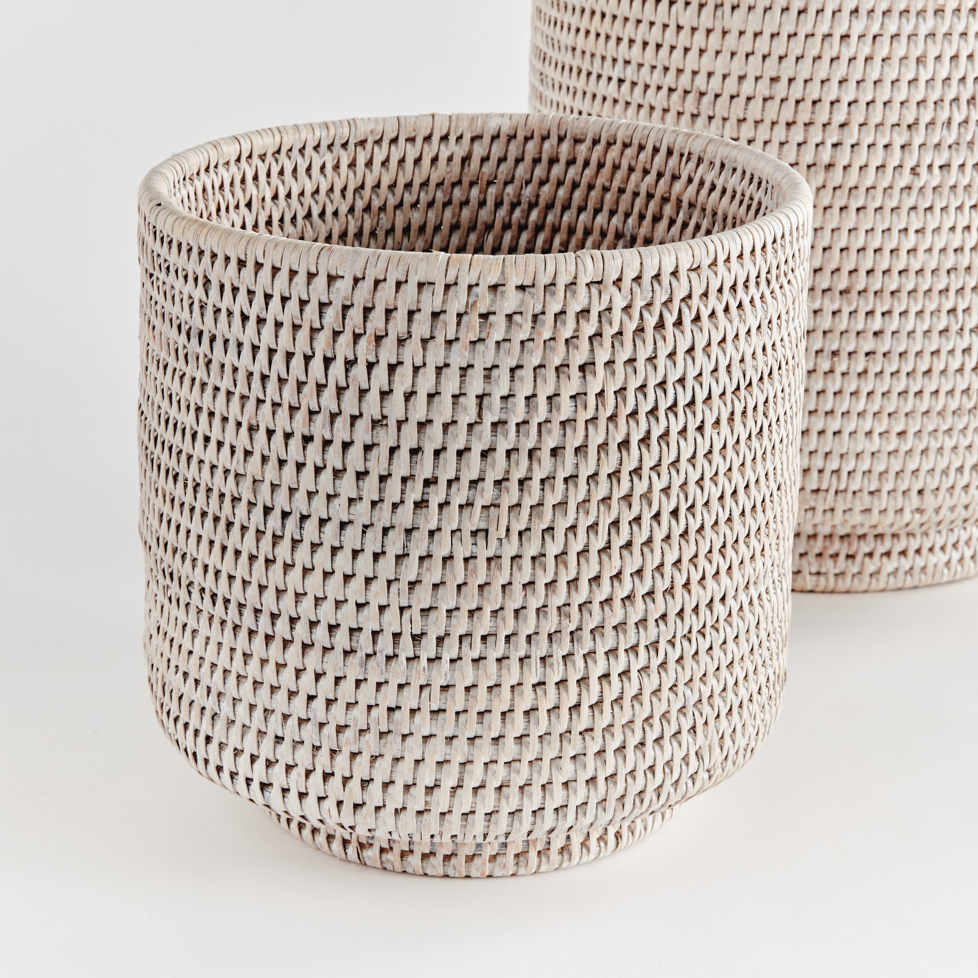 Zoe Rattan Cachepots, Set of 2
