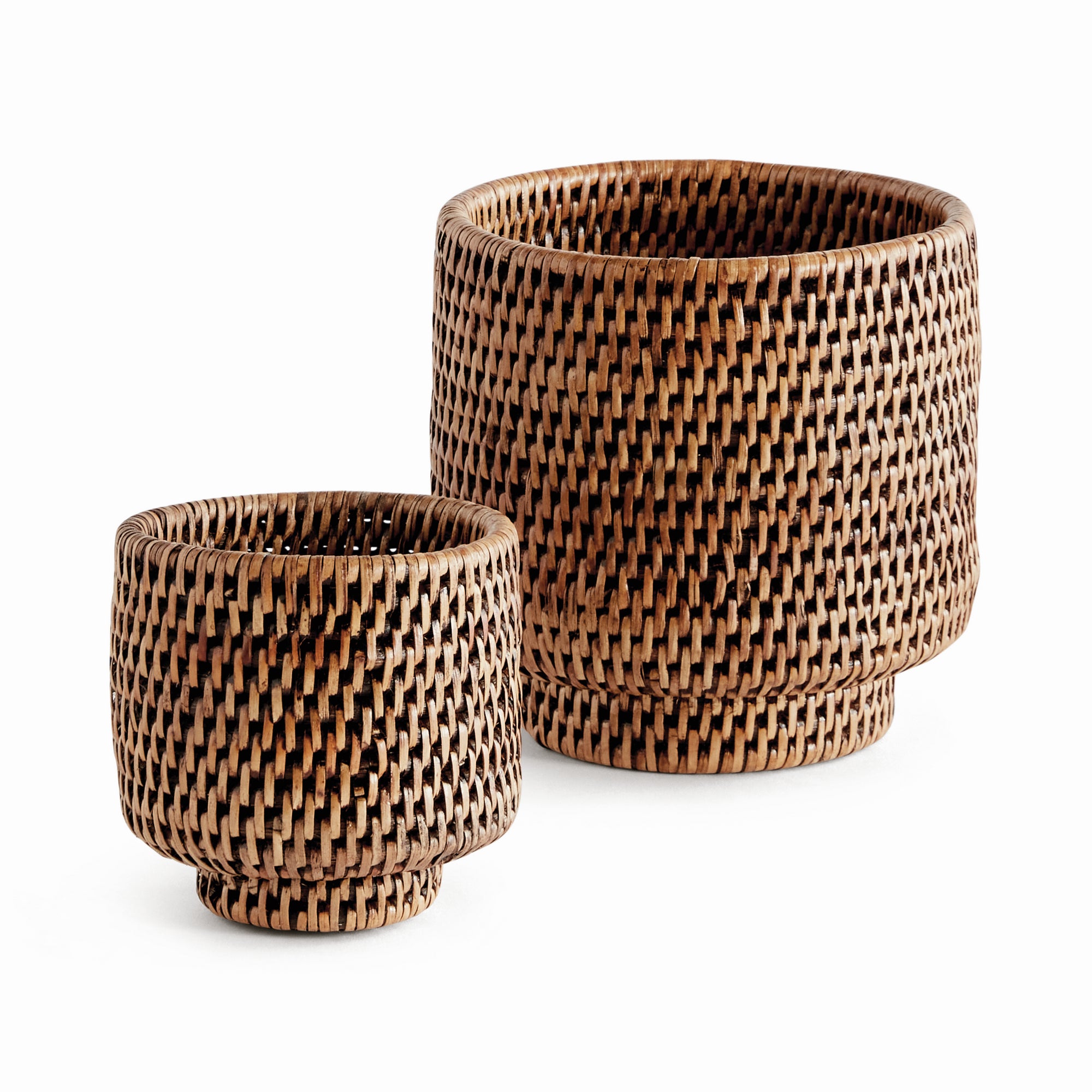 Zoe Rattan Cachepots, Set of 2