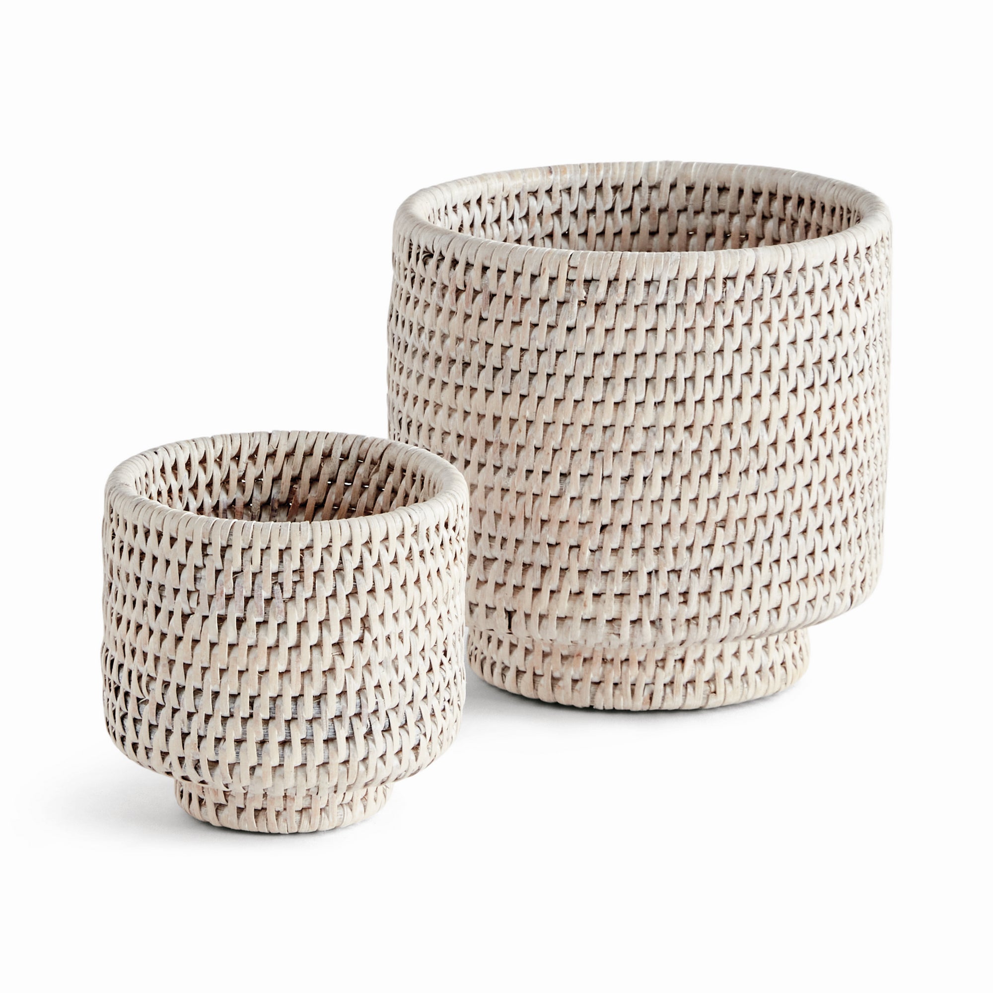 Zoe Rattan Cachepots, Set of 2