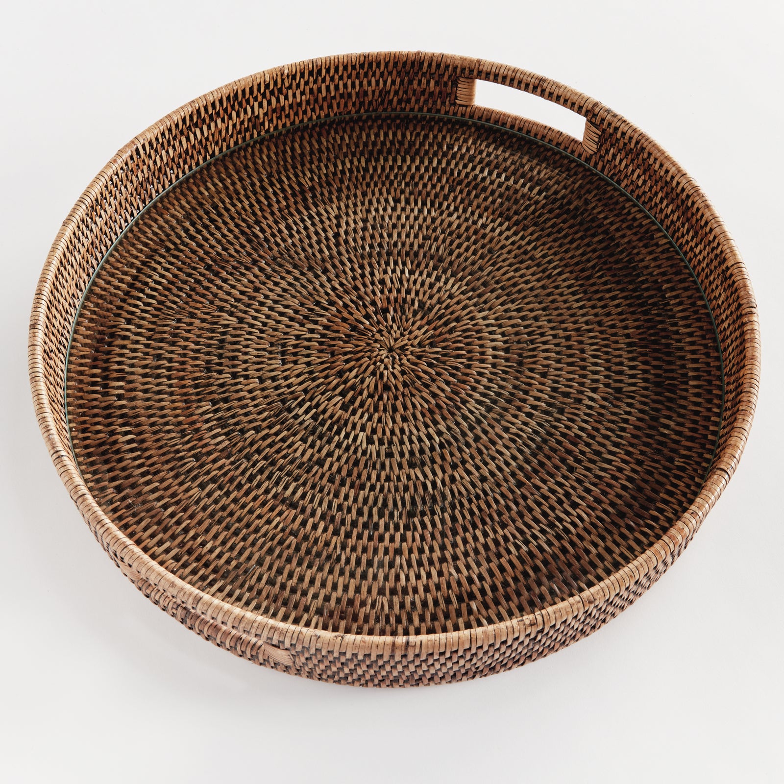 Zoe Rattan Round Serving Tray Large