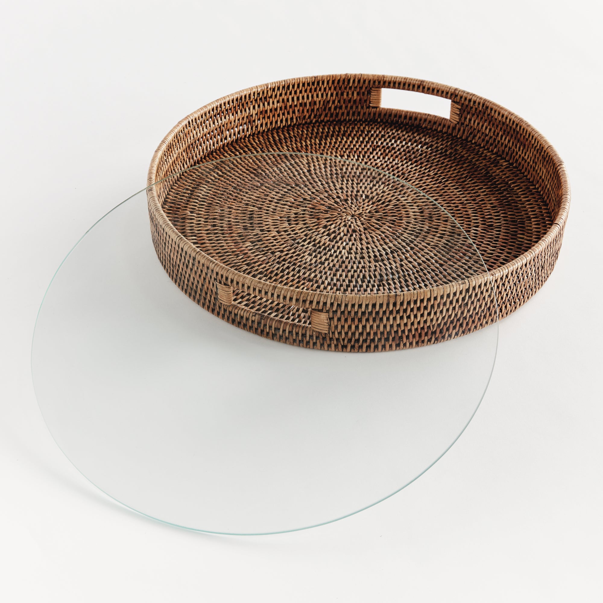 Zoe Rattan Round Serving Tray Large