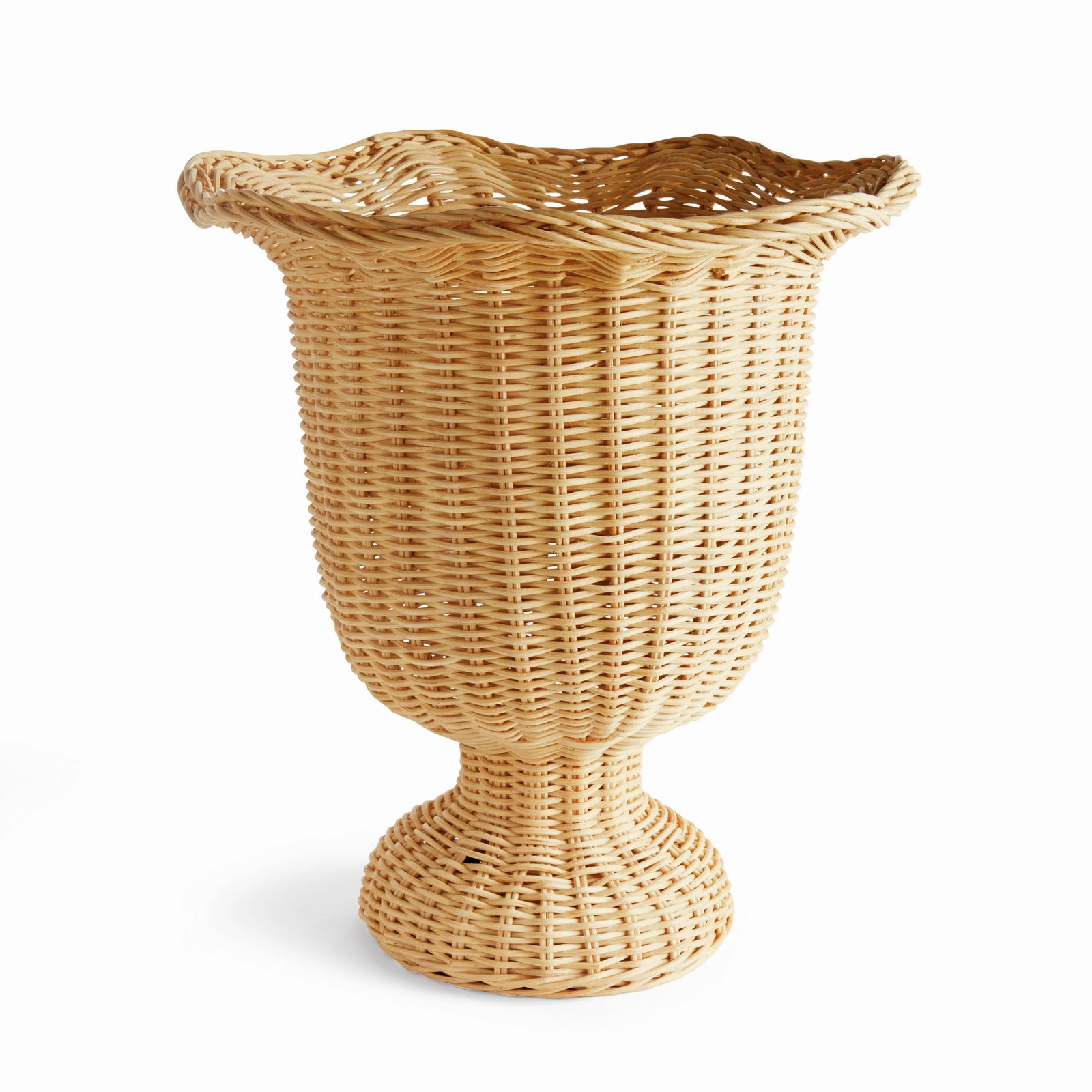 Nola Rattan Scalloped Edge Footed Urn