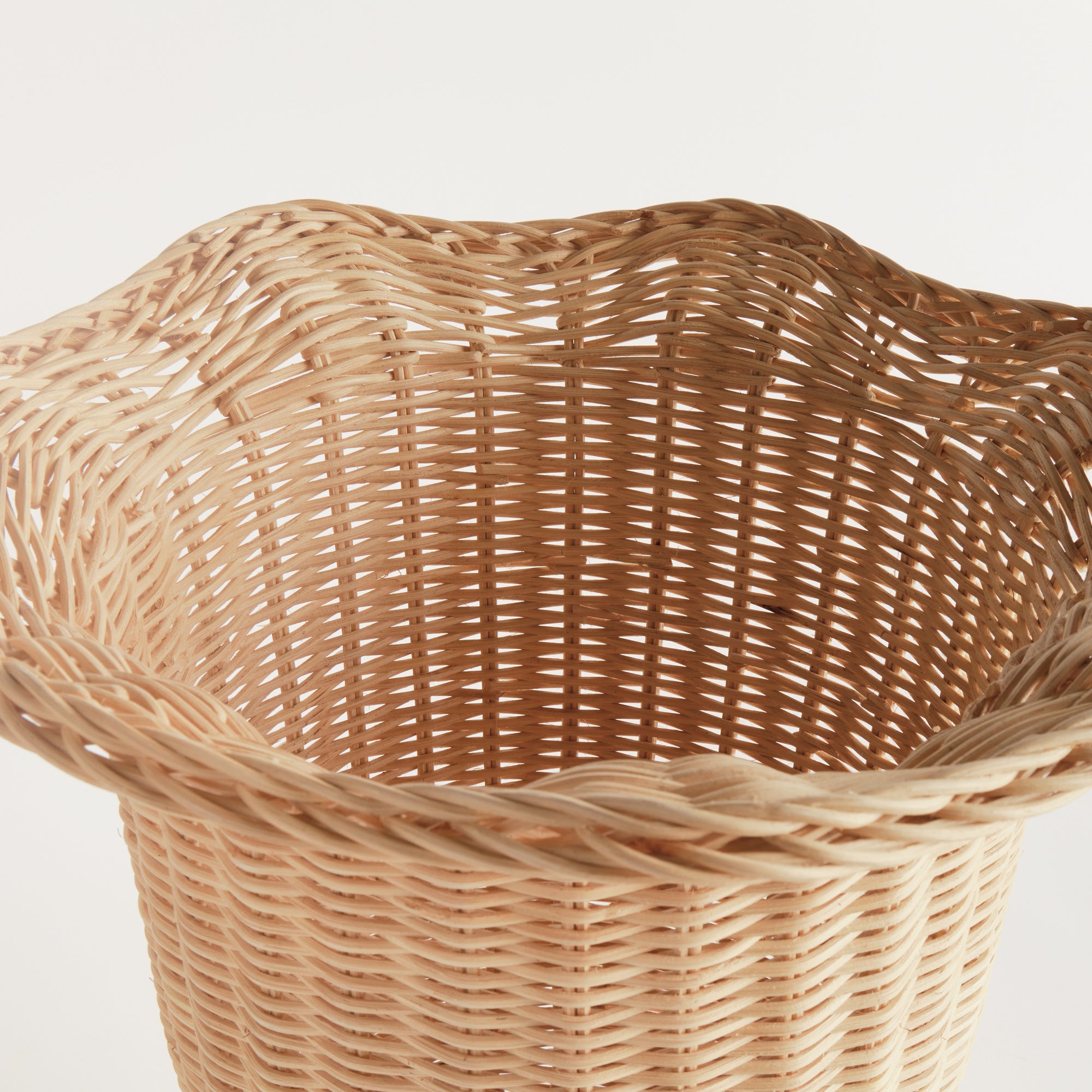 Nola Rattan Scalloped Edge Footed Urn