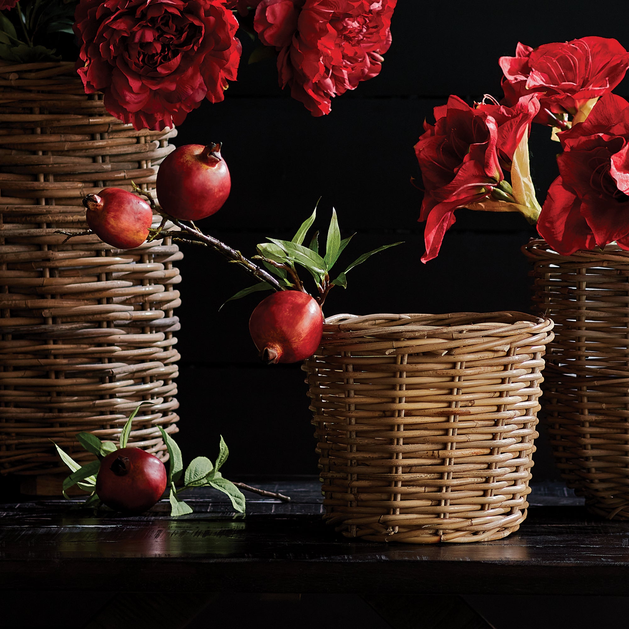 Ruby Pomegranate Branches 36" Set of 4