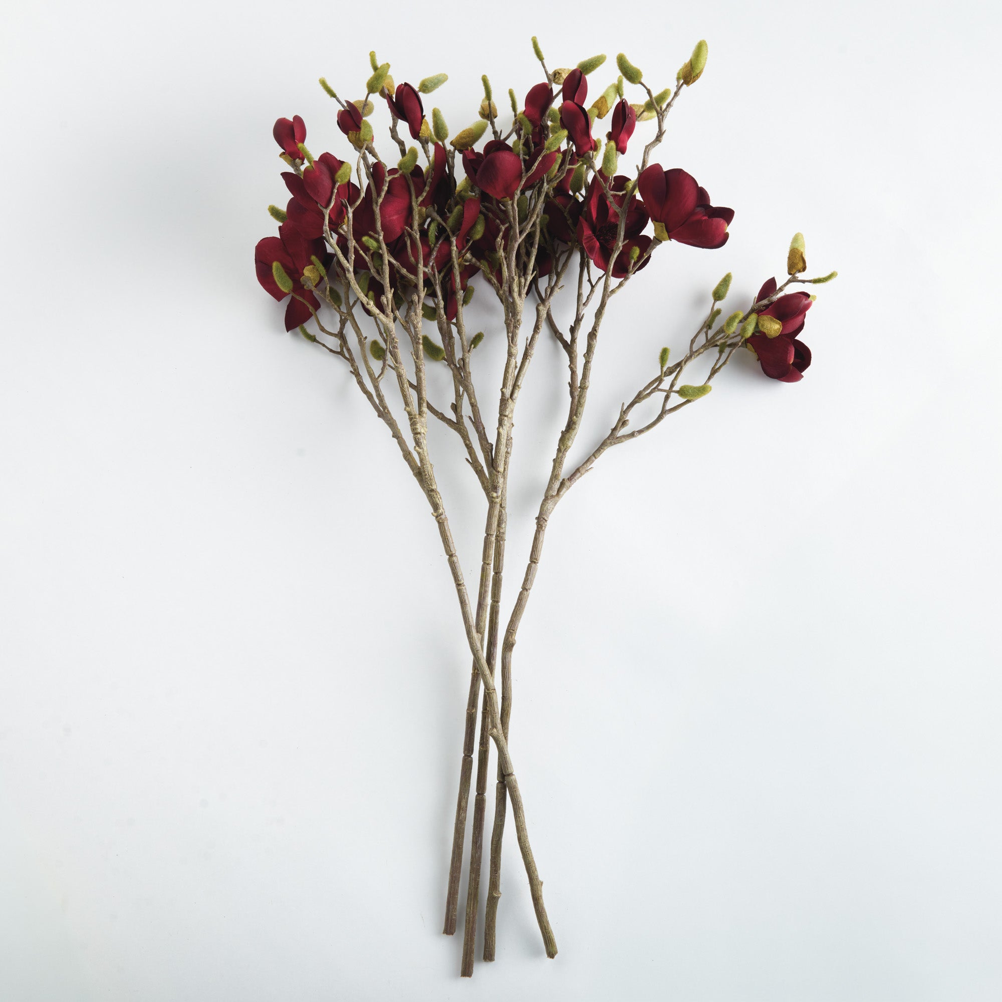 Crimson Magnolia Branches 34" Set of 4