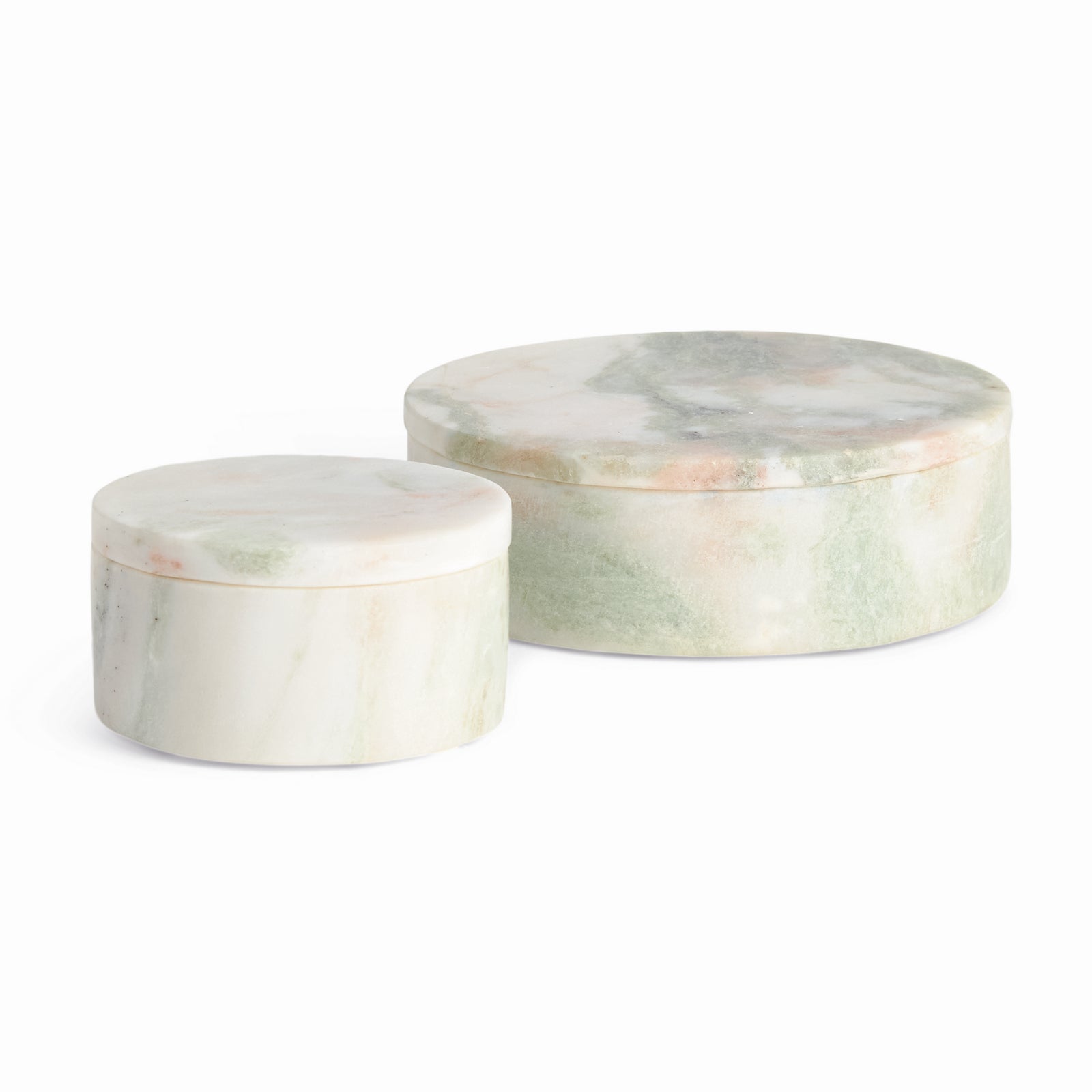Joanna Marble Round Lidded Boxes, Set of 2