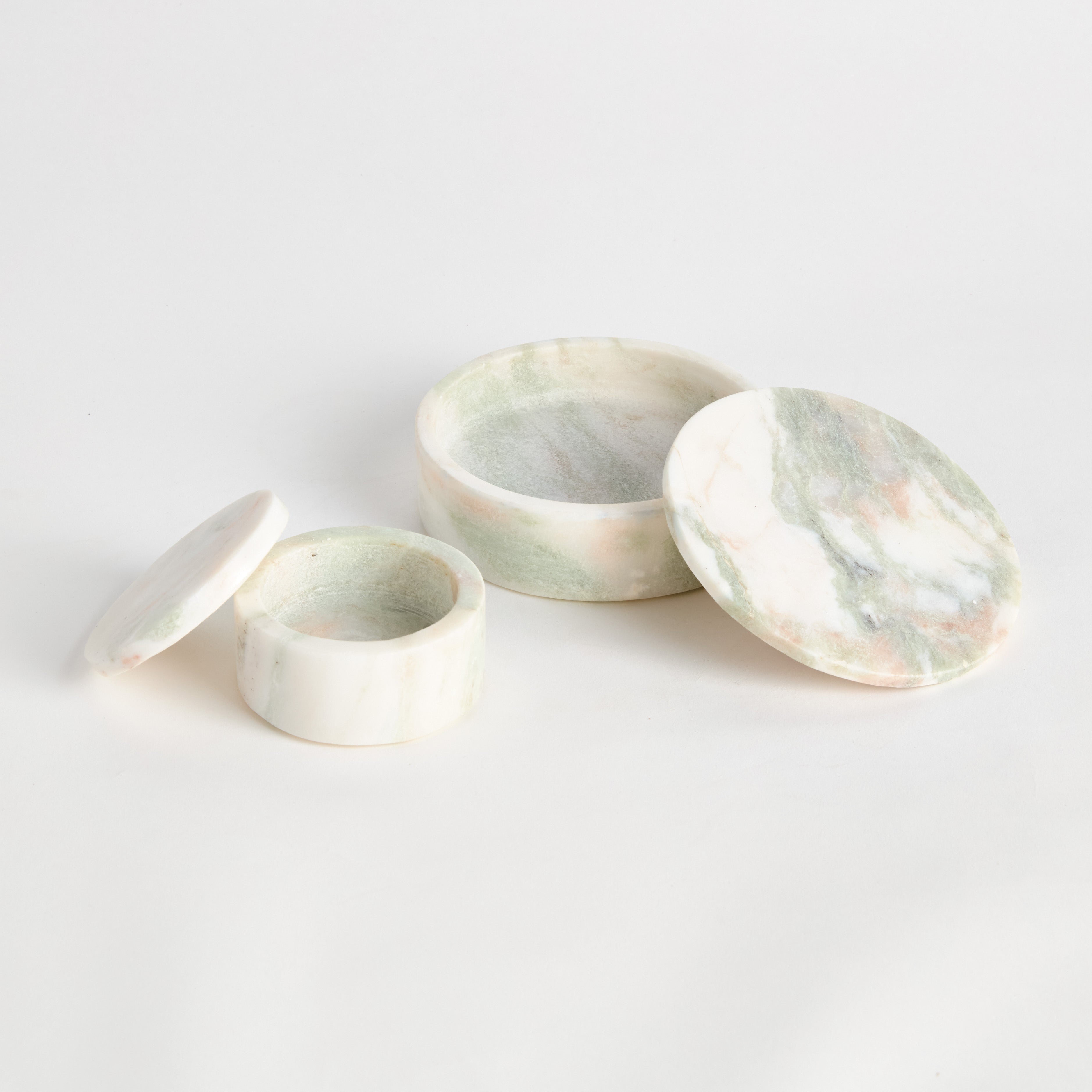 Joanna Marble Lidded Boxes, Set of 2