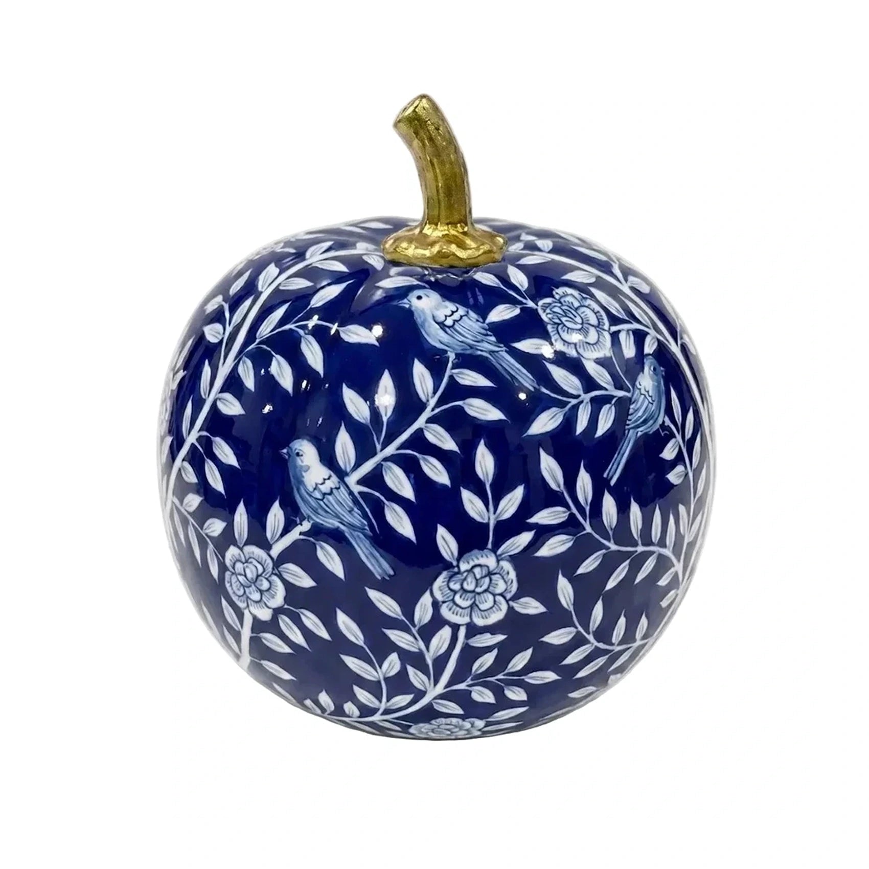 Navy Bird & Vine Silhouette Pumpkin