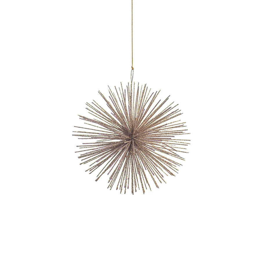 Starburst Champagne Wire Hanging Ornaments, Set of 6