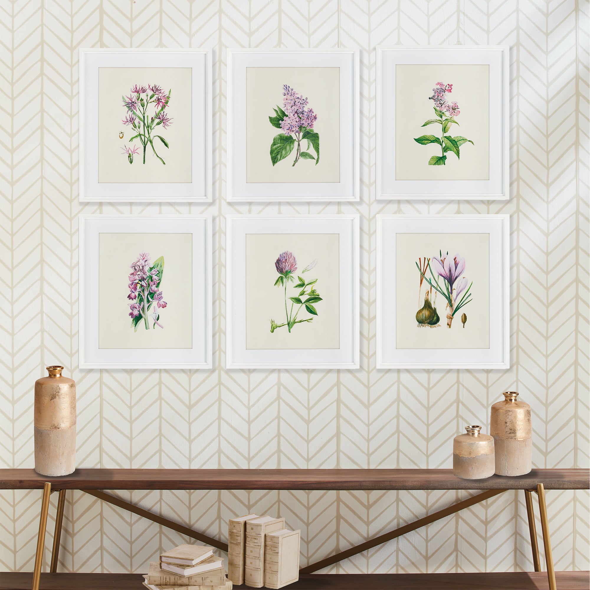 Purple Flower Study Prints, Set of 6