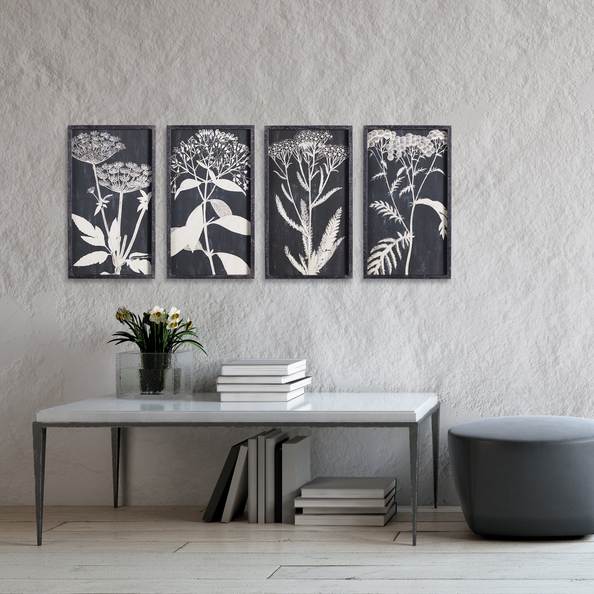 Regina Monochroma Queen Anne's Lace Prints, Set of 4