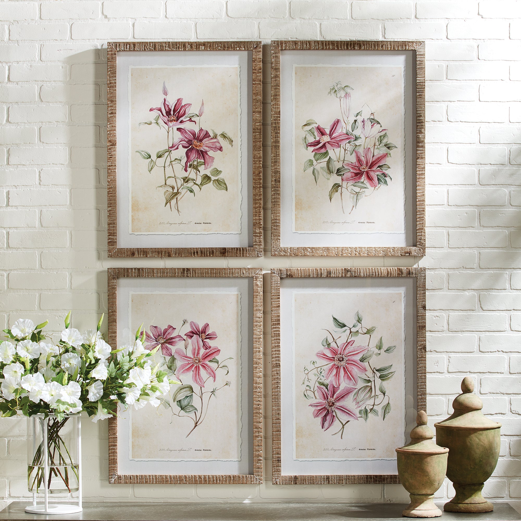 Pink Botanical Prints, Set of 4