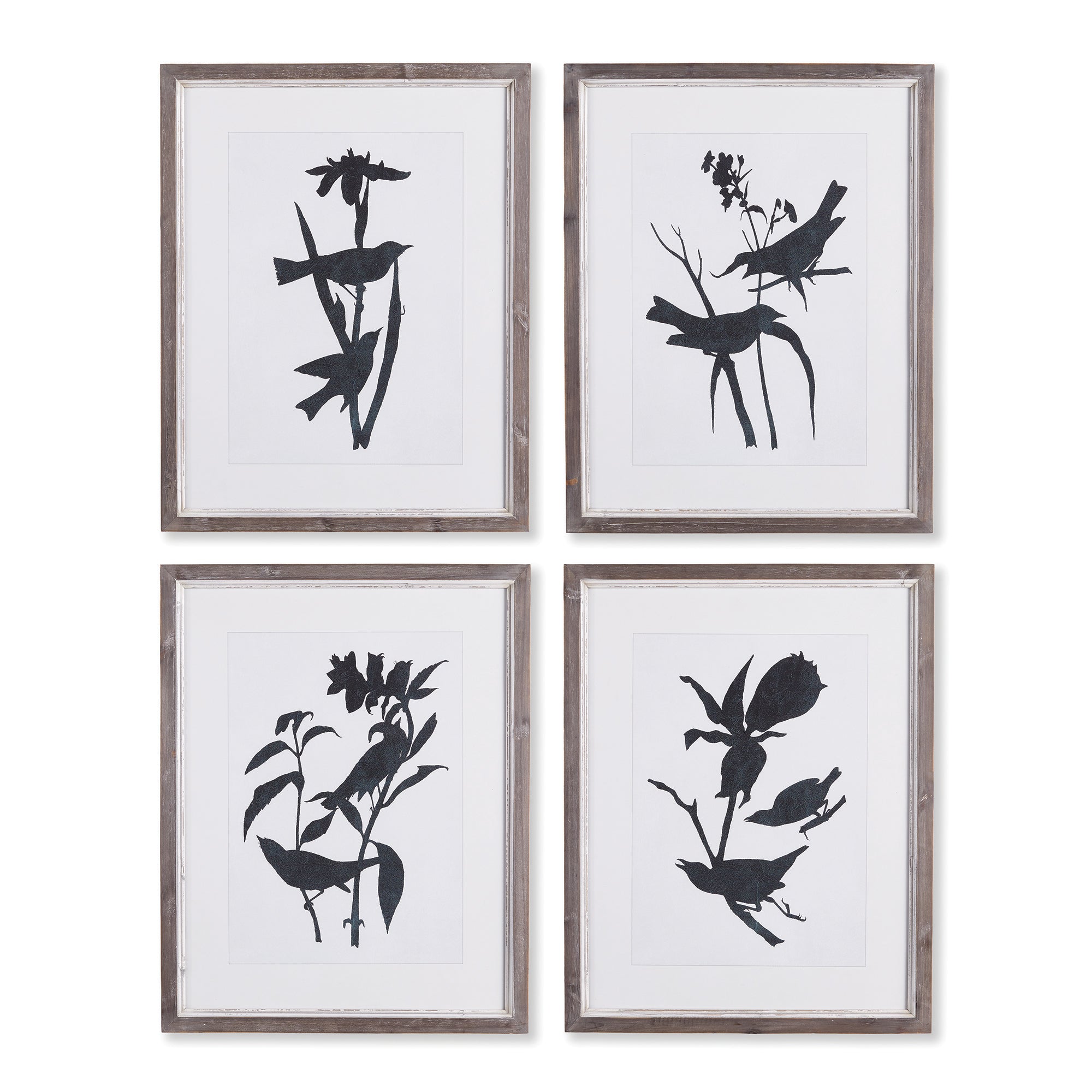 Black Birds Silhouette Prints, Set of 4