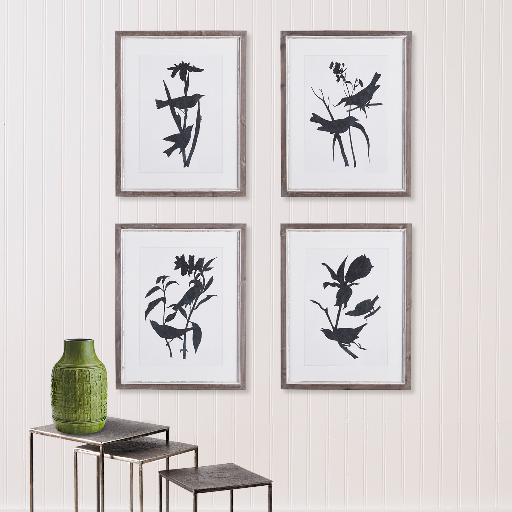 Black Birds Silhouette Prints, Set of 4