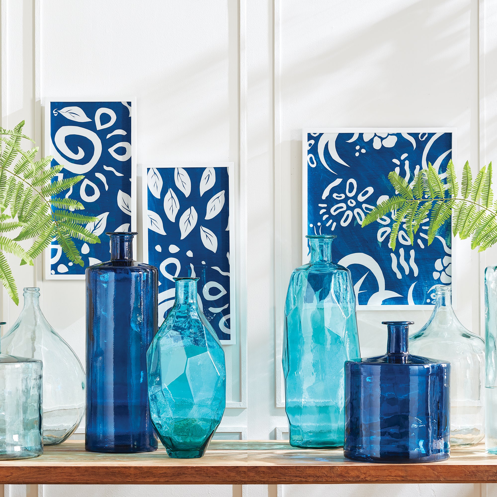 Blue Tropical Prints, Set of 3