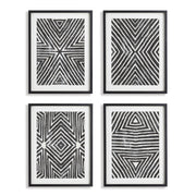Noire Achromatic Geometric Prints, Set of 4