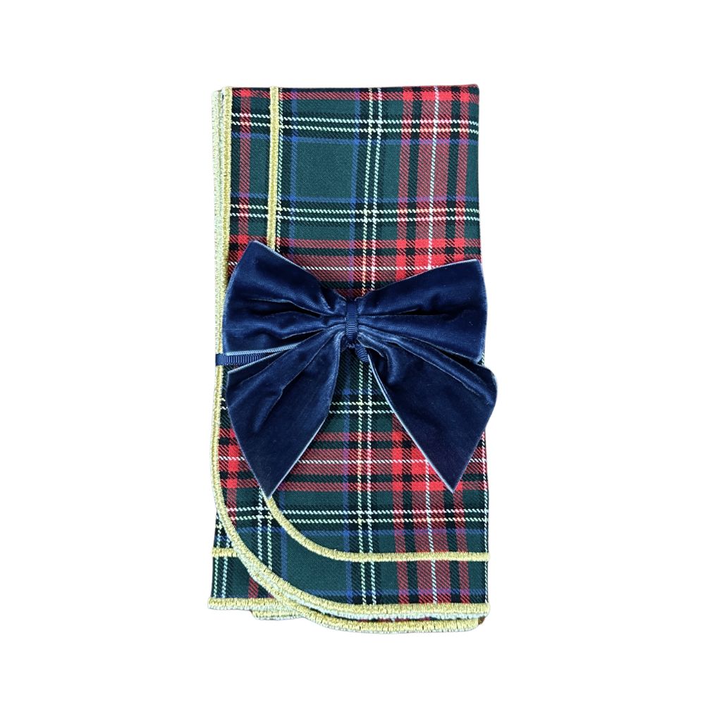 Blue: Velvet Bow Napkin Ties - (Set of 4)