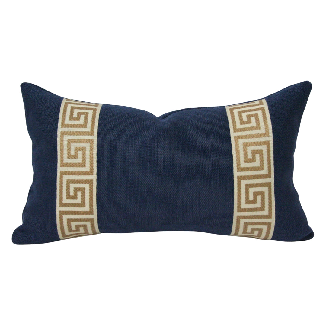 Navy Linen With Greek Key Trim High Performance (Last Chance)
