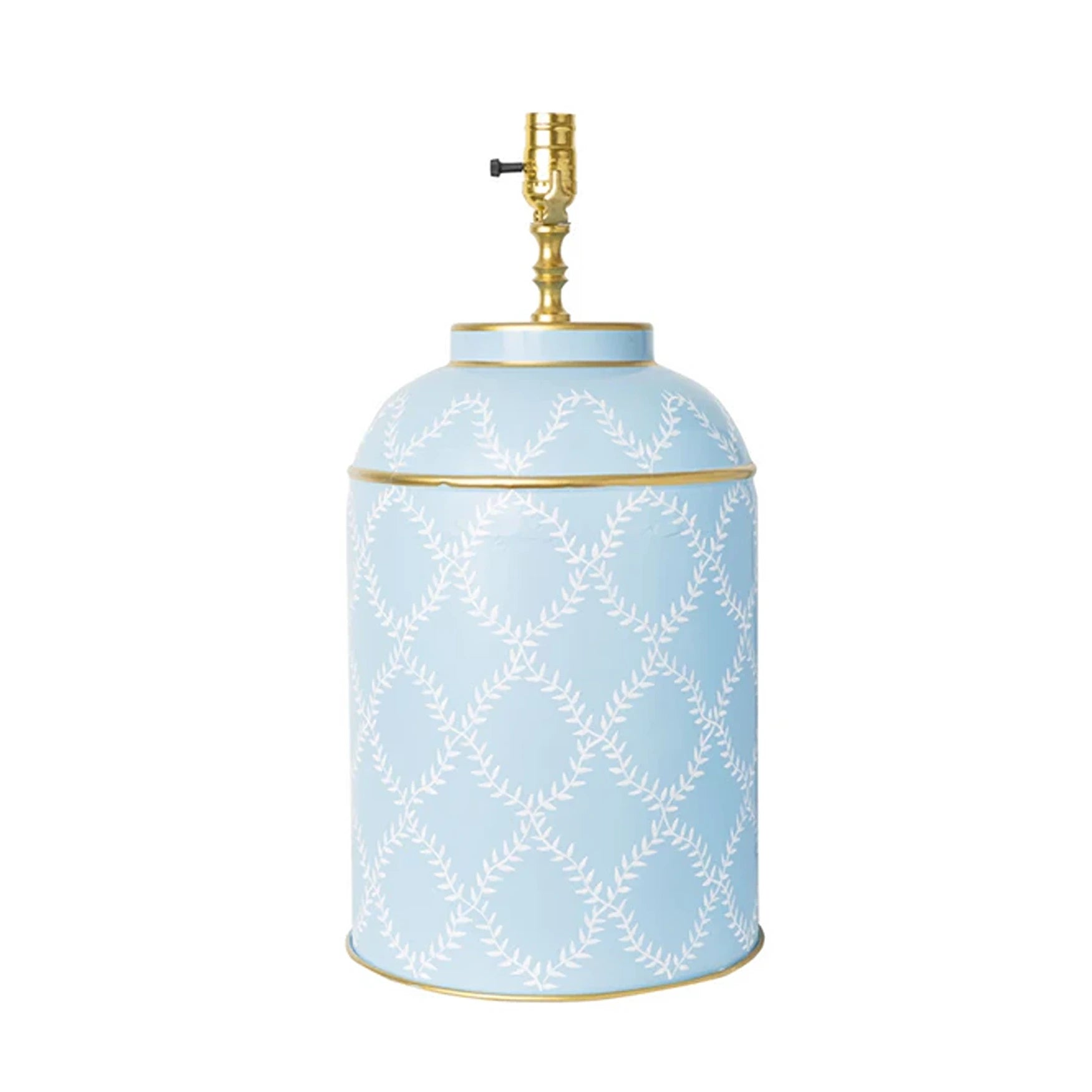 Pale Blue & White Trellis Tea Caddy Lamp
