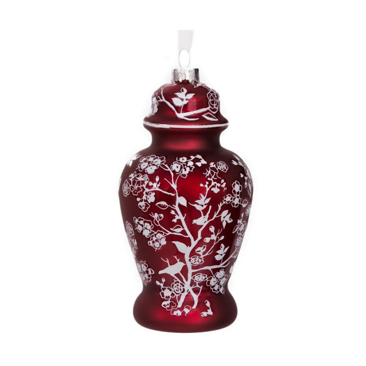 Pearlized Red Floral & Vine Jar Ornament