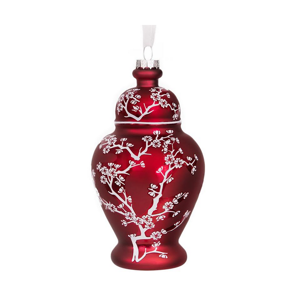 Pearlized Red Cherry Blossom Jar Ornament